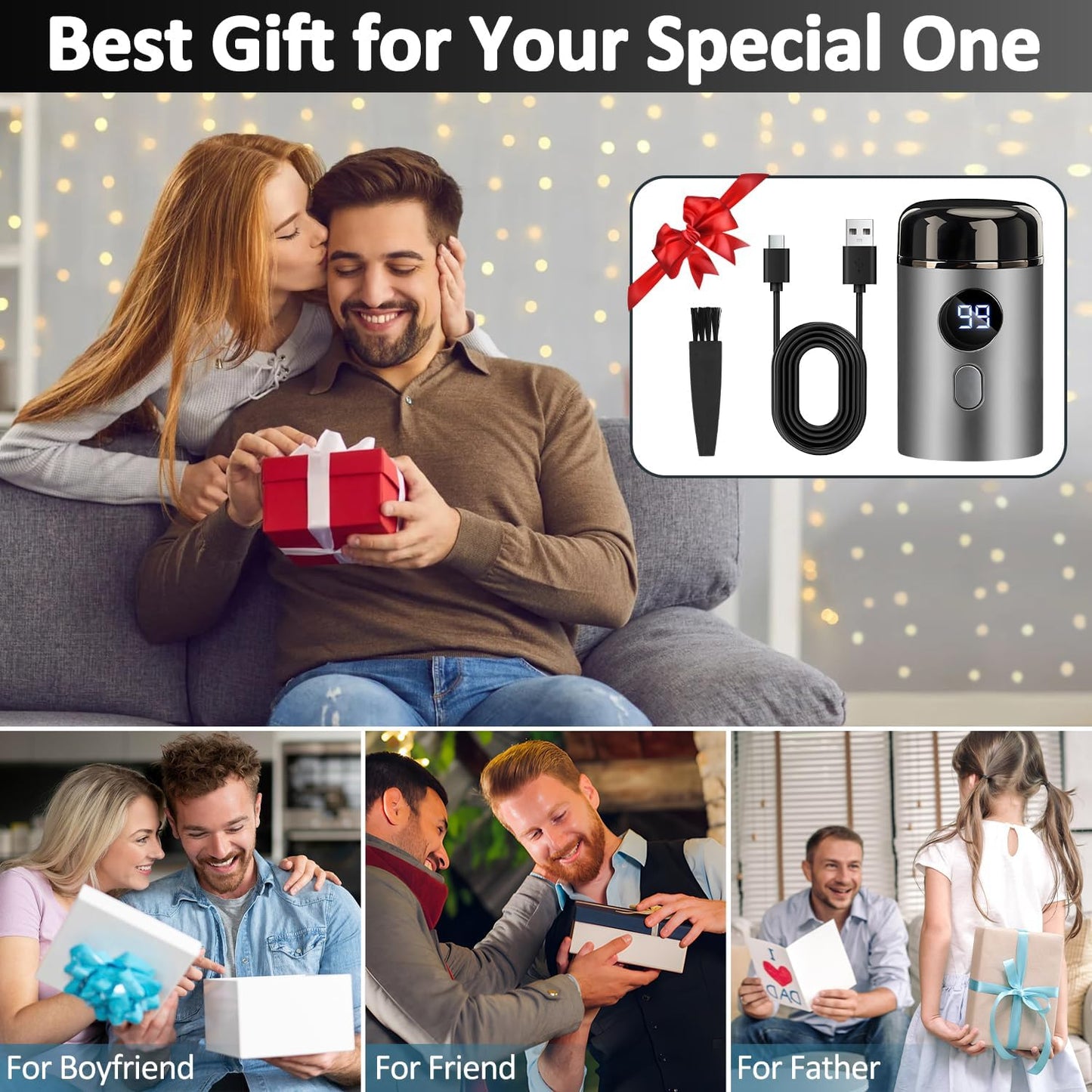 Mini Electric Shaver for Men – USB Rechargeable Waterproof Travel Razor, Wet & Dry Portable Shaving Machine, Compact Trimmer for Home & Travel