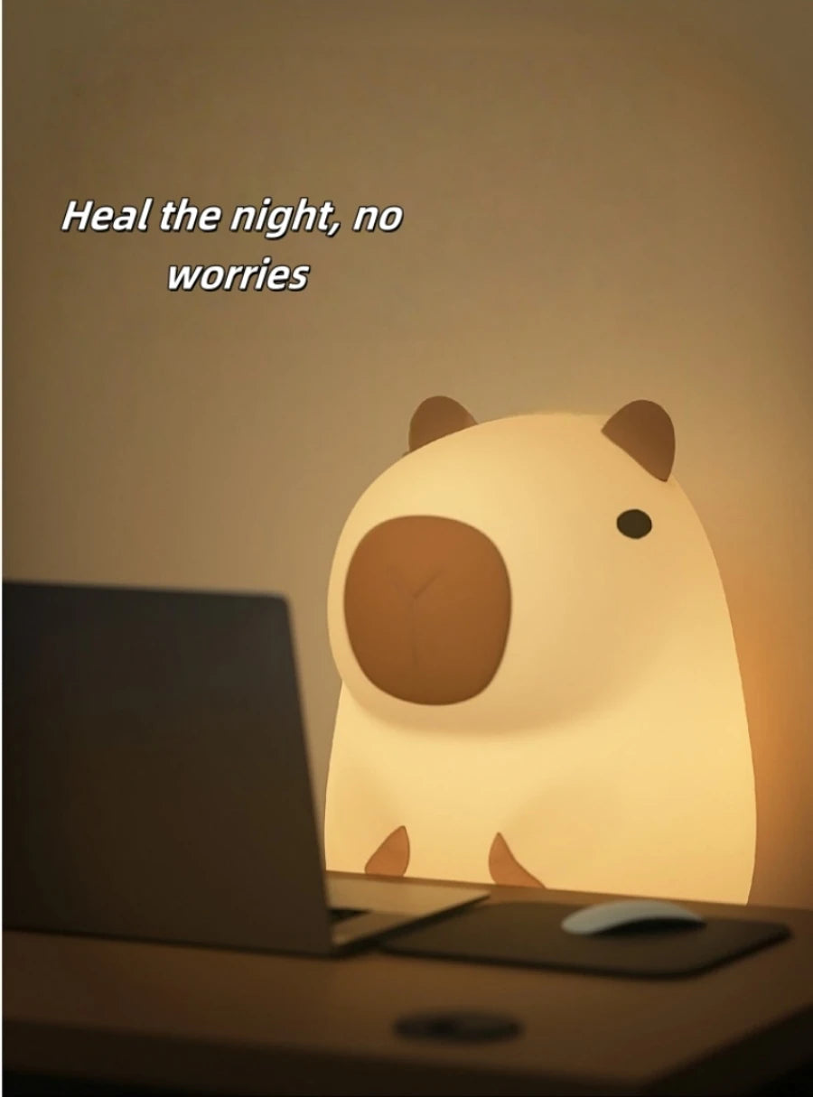 Cute Pet Capybara Night Light Cute Cartoon Silicone Creative Bedside Sleep Night Lamp For Children's Room Decor Birthday gift