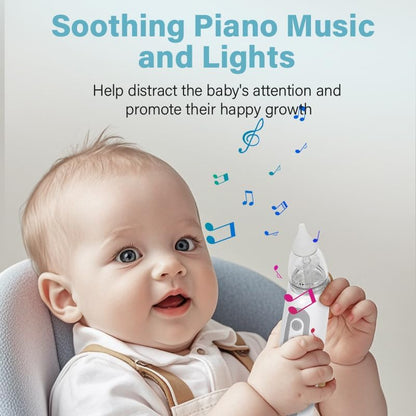 Nasal Aspirator Baby Electric, Baby Nose Sucker, Baby Nose Cleaner with 3 Silicone Tips & 3 Suction Levels, Soothing Function with Music and Light, Anti-Backflow Nasal Aspirator for Baby,Toddler