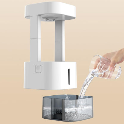 580ml Anti-Gravity Water Drop Humidifier – Desk Humidifier with LED Lights & Remote, Raindrop Desktop Fountain with Relaxing Water Sound for Home & Office