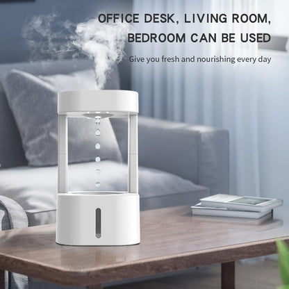 580ml Anti-Gravity Water Drop Humidifier – Desk Humidifier with LED Lights & Remote, Raindrop Desktop Fountain with Relaxing Water Sound for Home & Office