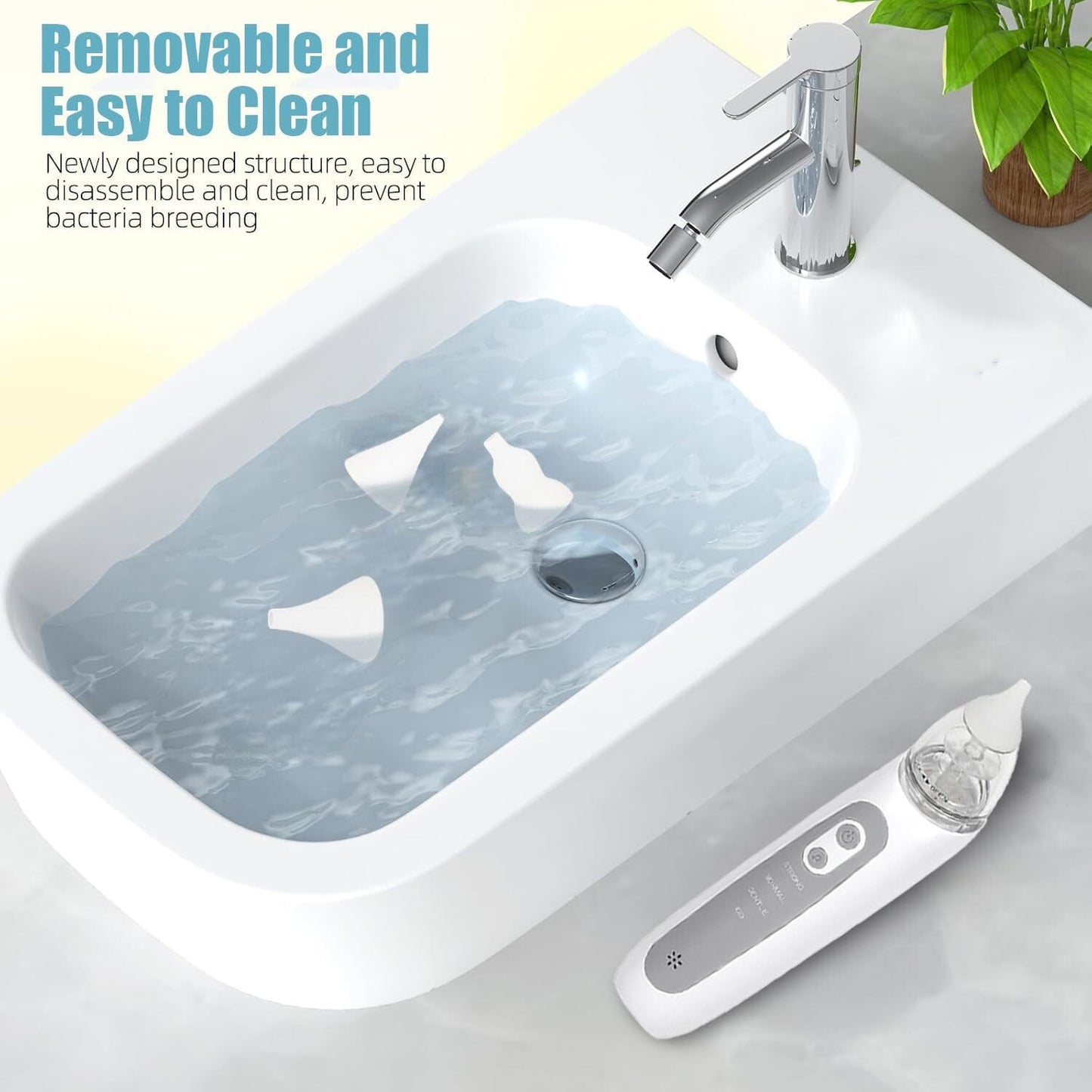 Nasal Aspirator Baby Electric, Baby Nose Sucker, Baby Nose Cleaner with 3 Silicone Tips & 3 Suction Levels, Soothing Function with Music and Light, Anti-Backflow Nasal Aspirator for Baby,Toddler