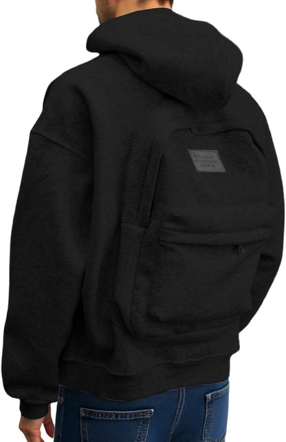 Unisex Travel Hoodie Backpack – Onerazy Travelshell Sweatshirt Hoodie with Backpack, Casual Zip-Up Lightweight Cardigan Jacket Pullover for Men & Women
