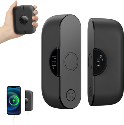 yAyusi Magnetic Hand Warmers Rechargeable 2 Pack, 9000mAh Electric Pocket Hand Warmer with LED Display, 5-Level Fast Heating, Portable Power Bank, Winter Travel Essentials for Women & Men