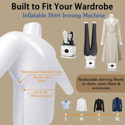 Inflatable Ironing Machine UK | Hands-Free Smart Ironing with Quick Dry, Adjustable Heat & Timer | Automatic Ironing for Shirts, Pants & Shoes