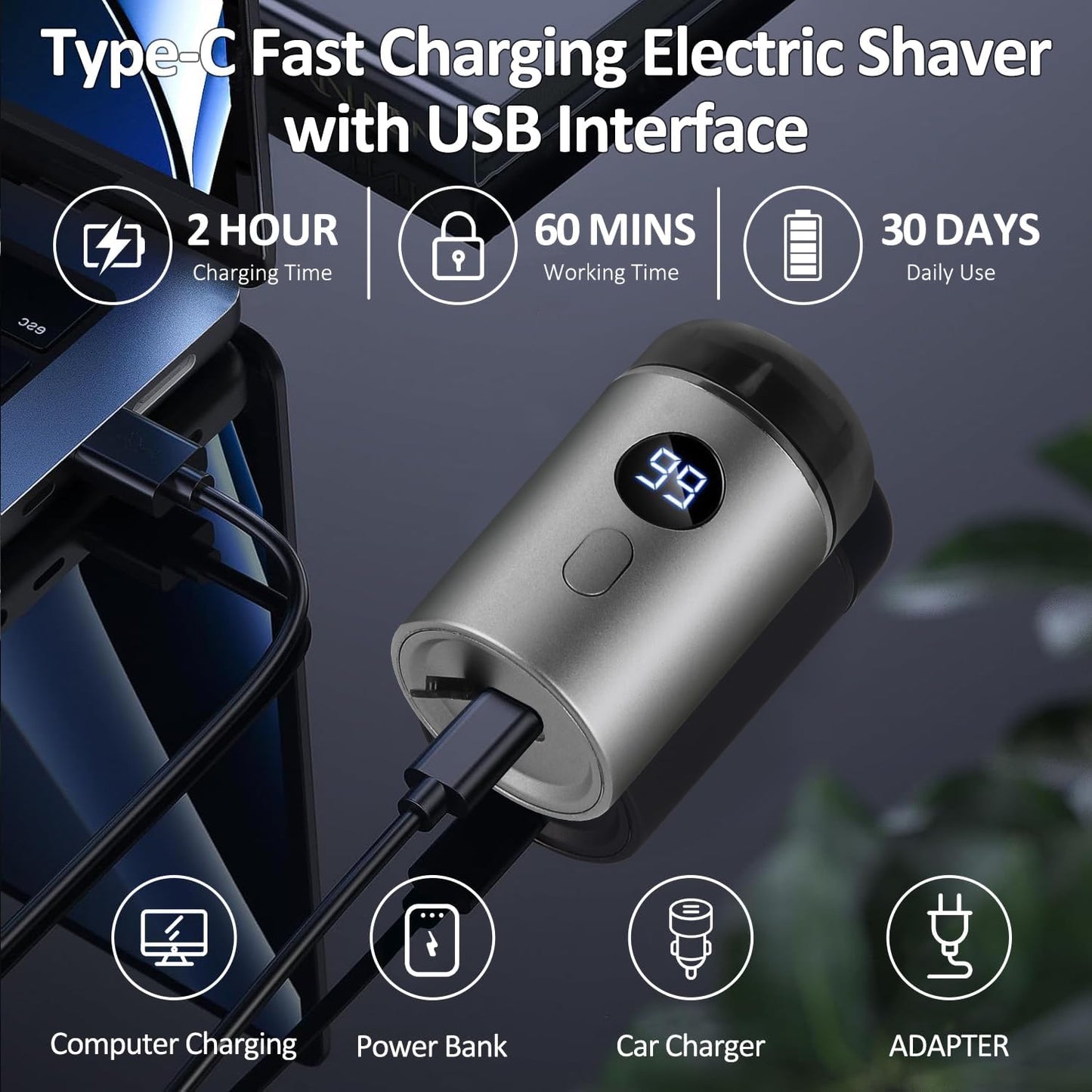 Mini Electric Shaver for Men – USB Rechargeable Waterproof Travel Razor, Wet & Dry Portable Shaving Machine, Compact Trimmer for Home & Travel