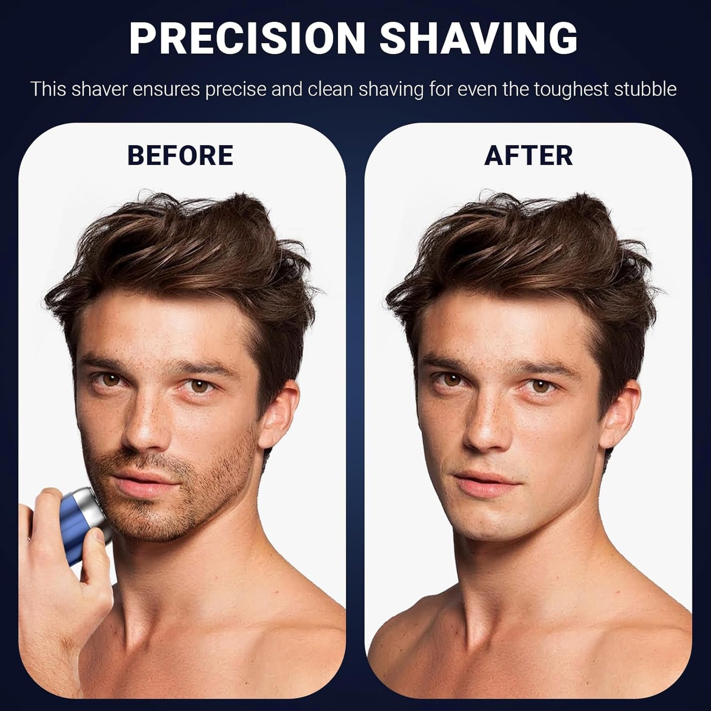 Portable USB Rechargeable Double Head Shaver for Men – Mini Electric Waterproof Razor, Compact Wet & Dry Shaving, Travel, Home & Office Use (Blue)