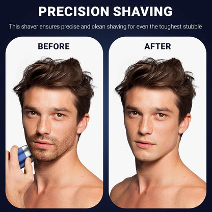 Portable USB Rechargeable Double Head Shaver for Men – Mini Electric Waterproof Razor, Compact Wet & Dry Shaving, Travel, Home & Office Use (Blue)