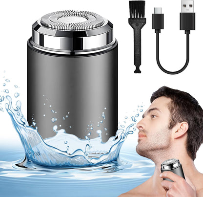 Mini Electric Shaver for Men, Portable USB Rechargeable Beard Trimmer, Waterproof Travel Shaver for Car & Home – Metallic Grey