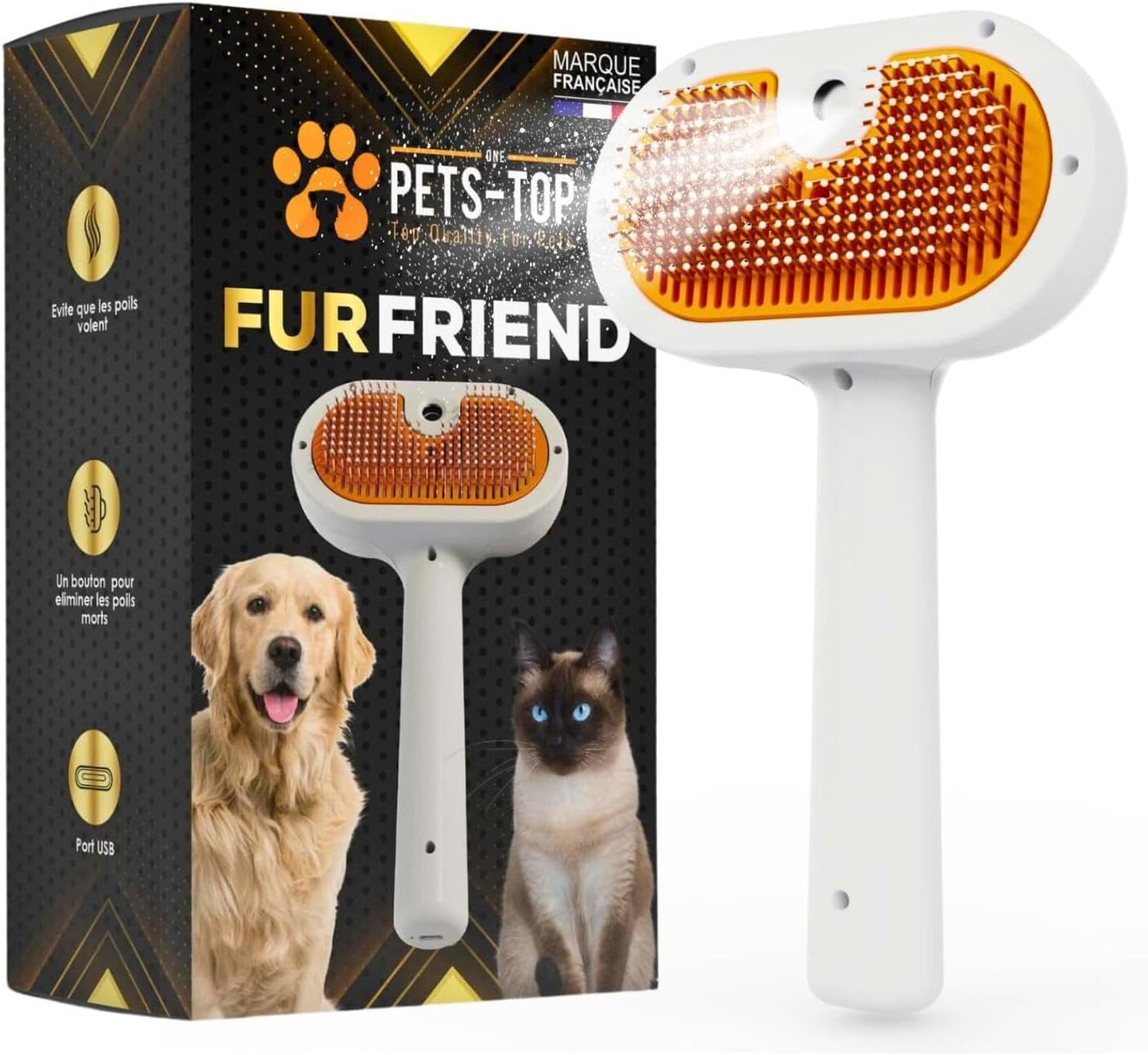 3-in-1 Cat Spray Brush with Built-In Water Tank – Anti-Static Steam Grooming Brush with One-Button Self-Cleaning for Long & Short Hair Cats