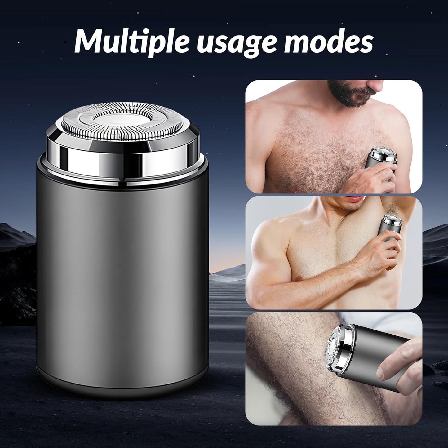 Mini Electric Shaver for Men, Portable USB Rechargeable Beard Trimmer, Waterproof Travel Shaver for Car & Home – Metallic Grey