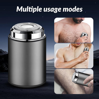 Mini Electric Shaver for Men, Portable USB Rechargeable Beard Trimmer, Waterproof Travel Shaver for Car & Home – Metallic Grey
