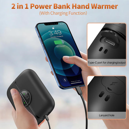 yAyusi Magnetic Hand Warmers Rechargeable 2 Pack, 9000mAh Electric Pocket Hand Warmer with LED Display, 5-Level Fast Heating, Portable Power Bank, Winter Travel Essentials for Women & Men