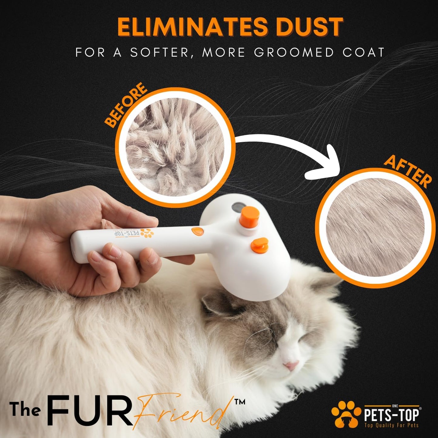 3-in-1 Cat Spray Brush with Built-In Water Tank – Anti-Static Steam Grooming Brush with One-Button Self-Cleaning for Long & Short Hair Cats