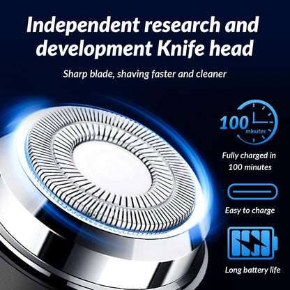 Mini Electric Shaver for Men, Portable USB Rechargeable Beard Trimmer, Waterproof Travel Shaver for Car & Home – Metallic Grey