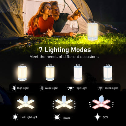 Blukar Rechargeable Camping Lantern – Ultra-Bright 116 LED Tent Light, 7 Lighting Modes, 90° Adjustable, Long-Life Outdoor Hanging Lamp for Camping & Emergency Use (Energy Class A+++)