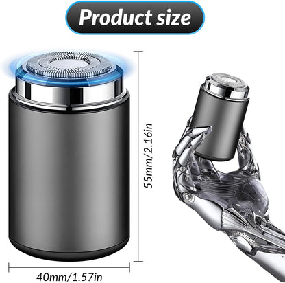 Mini Electric Shaver for Men, Portable USB Rechargeable Beard Trimmer, Waterproof Travel Shaver for Car & Home – Metallic Grey