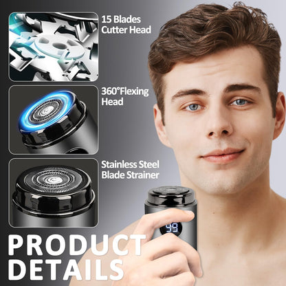 Mini Electric Shaver for Men – USB Rechargeable Waterproof Travel Razor, Wet & Dry Portable Shaving Machine, Compact Trimmer for Home & Travel