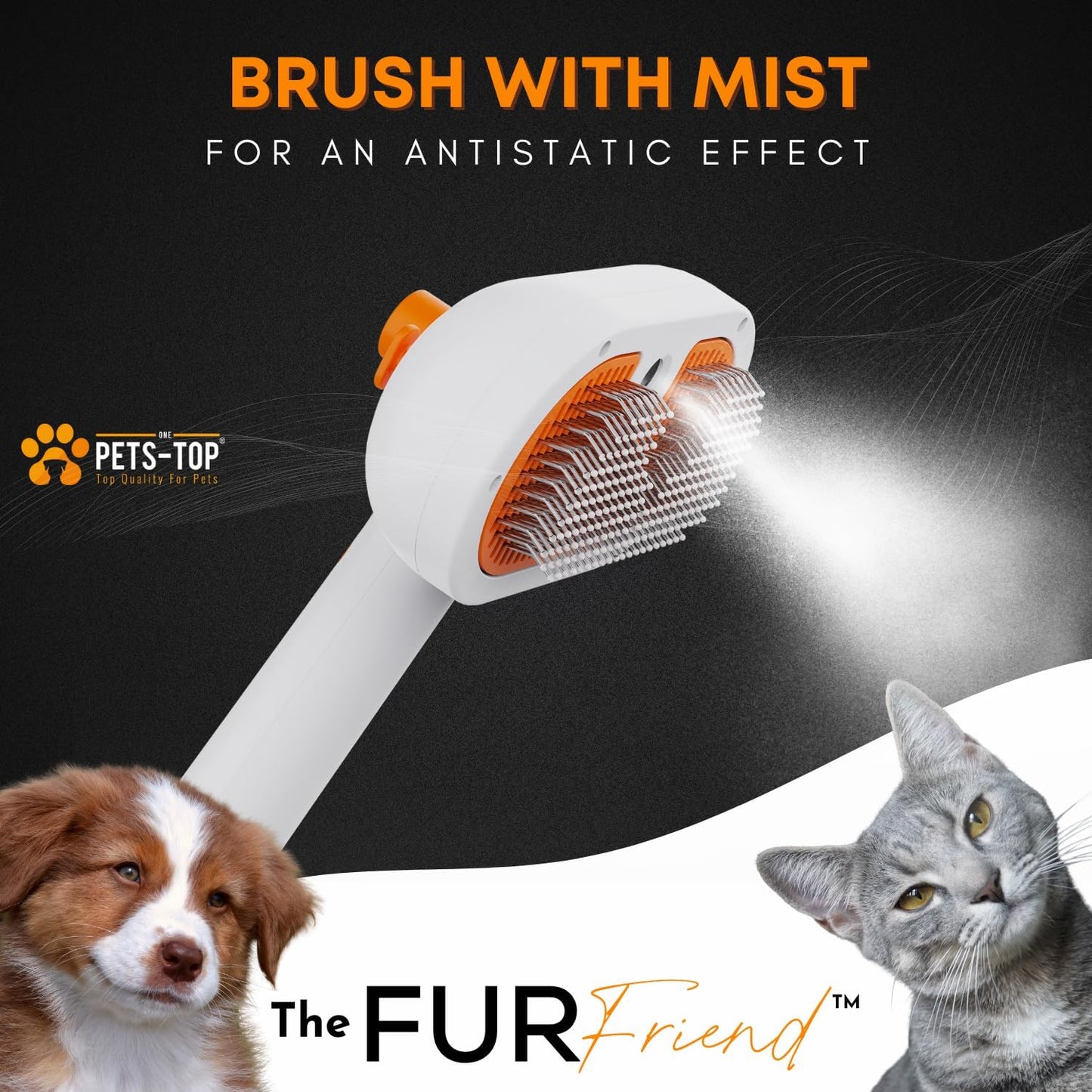 3-in-1 Cat Spray Brush with Built-In Water Tank – Anti-Static Steam Grooming Brush with One-Button Self-Cleaning for Long & Short Hair Cats