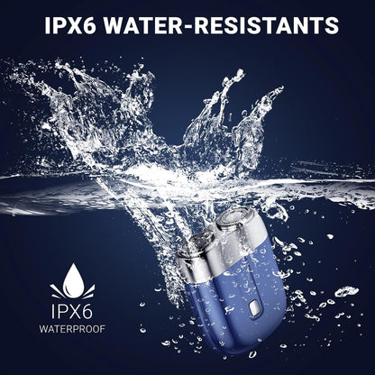 Portable USB Rechargeable Double Head Shaver for Men – Mini Electric Waterproof Razor, Compact Wet & Dry Shaving, Travel, Home & Office Use (Blue)