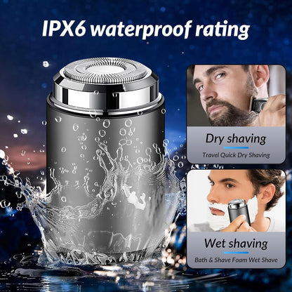 Mini Electric Shaver for Men, Portable USB Rechargeable Beard Trimmer, Waterproof Travel Shaver for Car & Home – Metallic Grey