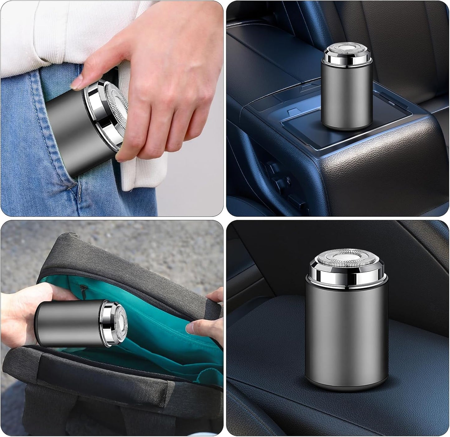 Mini Electric Shaver for Men, Portable USB Rechargeable Beard Trimmer, Waterproof Travel Shaver for Car & Home – Metallic Grey