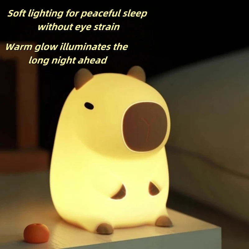 Cute Pet Capybara Night Light Cute Cartoon Silicone Creative Bedside Sleep Night Lamp For Children's Room Decor Birthday gift