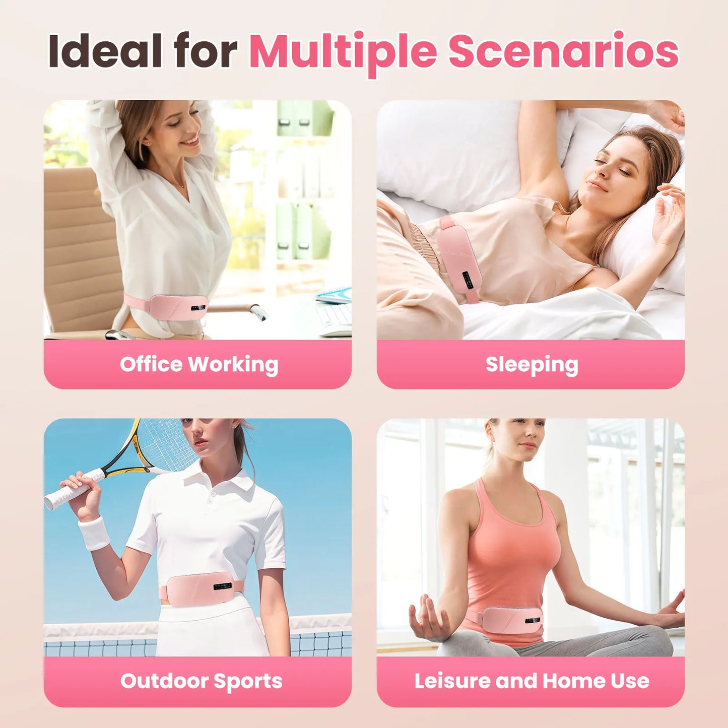 5 Modes Electric Heating Vibration Waist Massage Belt Smart Warm Palace Women Menstrual Heating Pad for for Cramps Period Relief