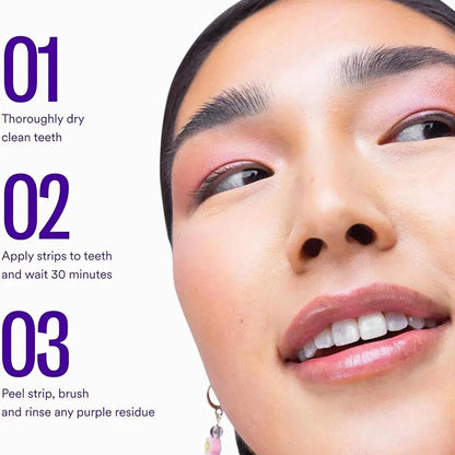 Hismile V34 Purple Teeth Whitening Strips – Remove Yellow Stains, Instant Brightening