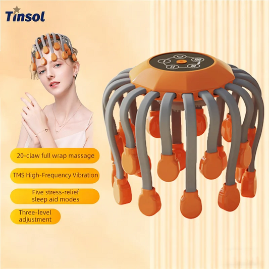Wireless Head Massager with 20 Massage Heads Octopus Massager for Acupressure Relaxation Relieves Stress and Migraines