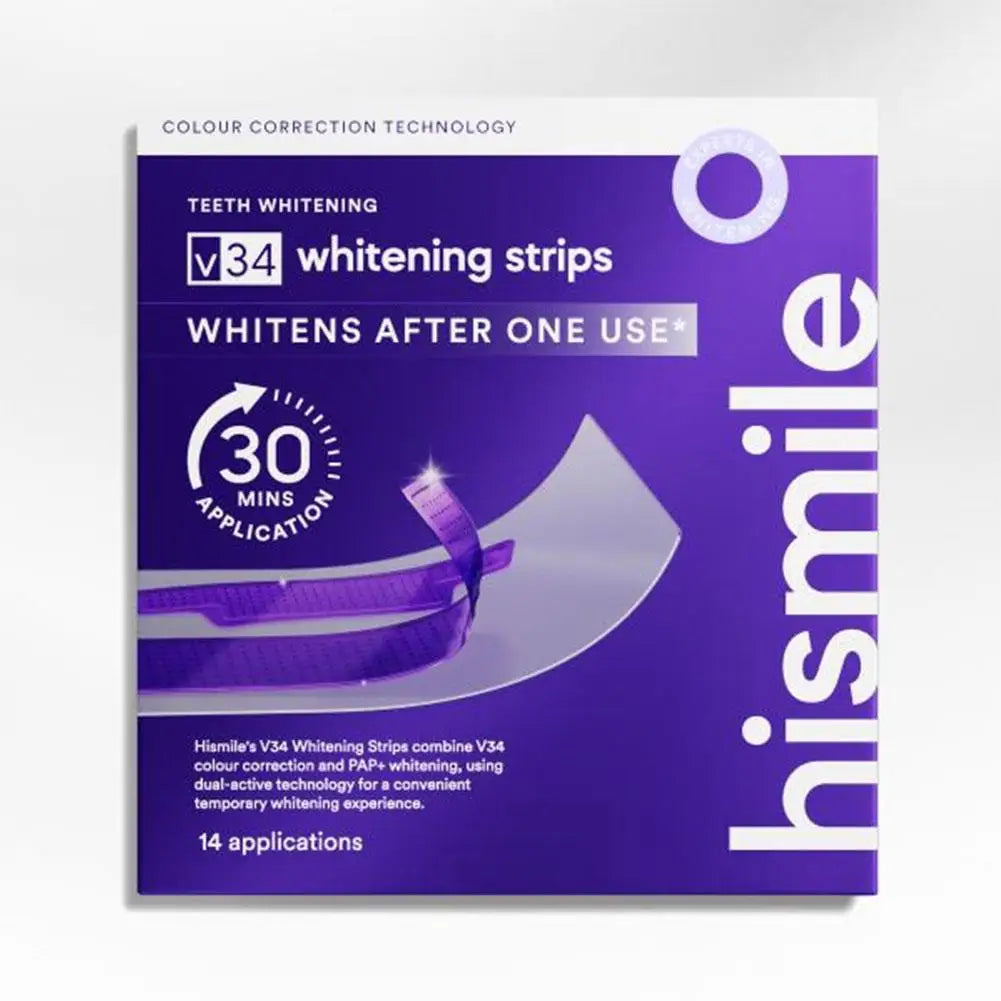 Hismile V34 Purple Teeth Whitening Strips – Remove Yellow Stains, Instant Brightening