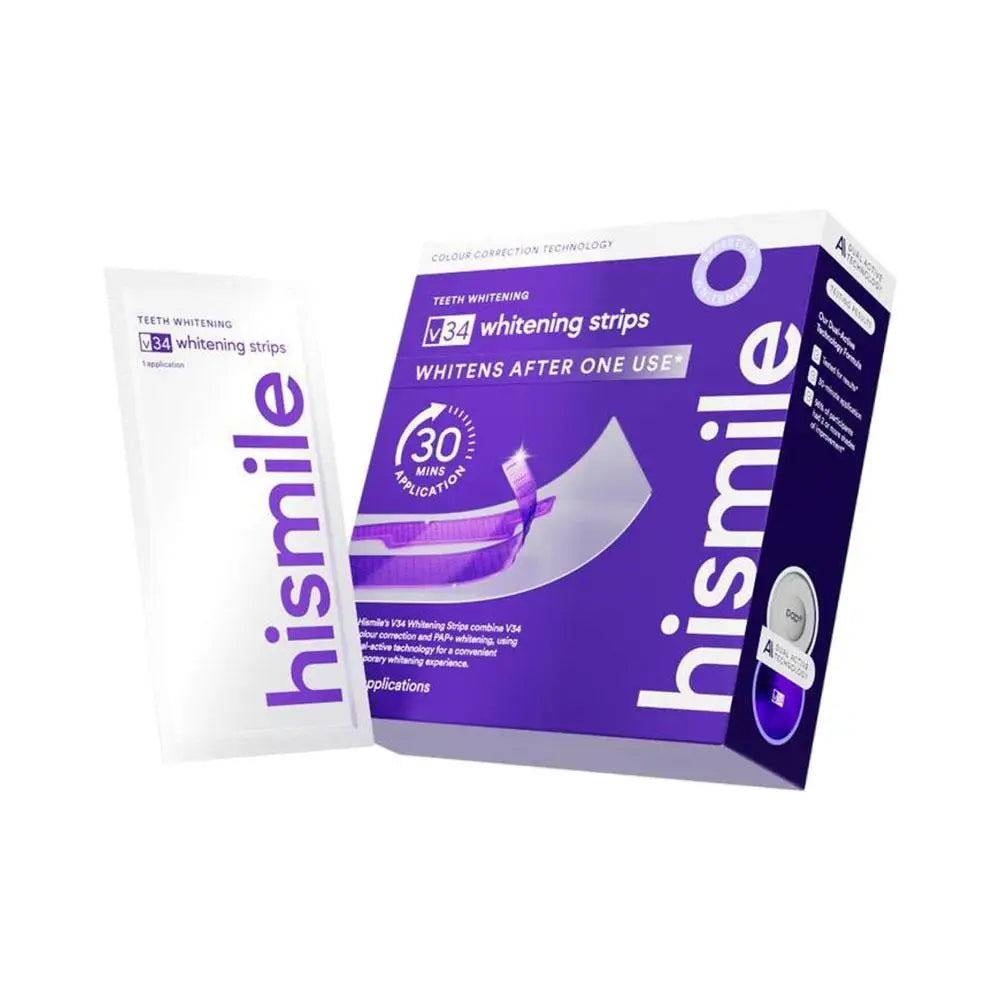 Hismile V34 Purple Teeth Whitening Strips – Remove Yellow Stains, Instant Brightening