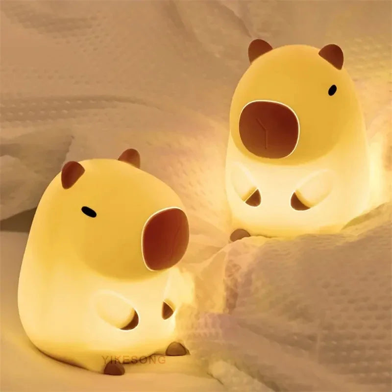 Cute Pet Capybara Night Light Cute Cartoon Silicone Creative Bedside Sleep Night Lamp For Children's Room Decor Birthday gift